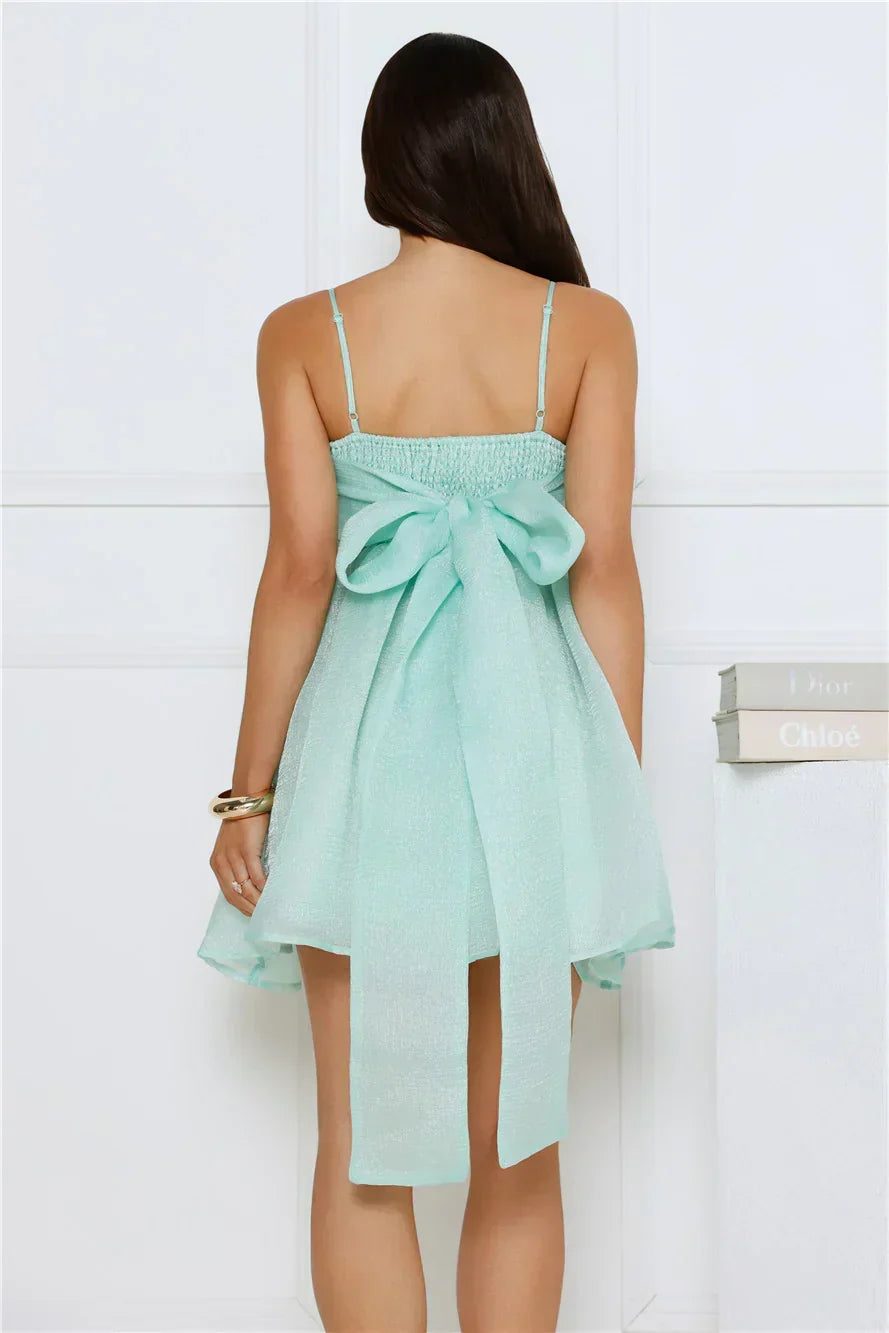Shimmer Organza Straight Neck Cami Babydoll Mini Dress 8