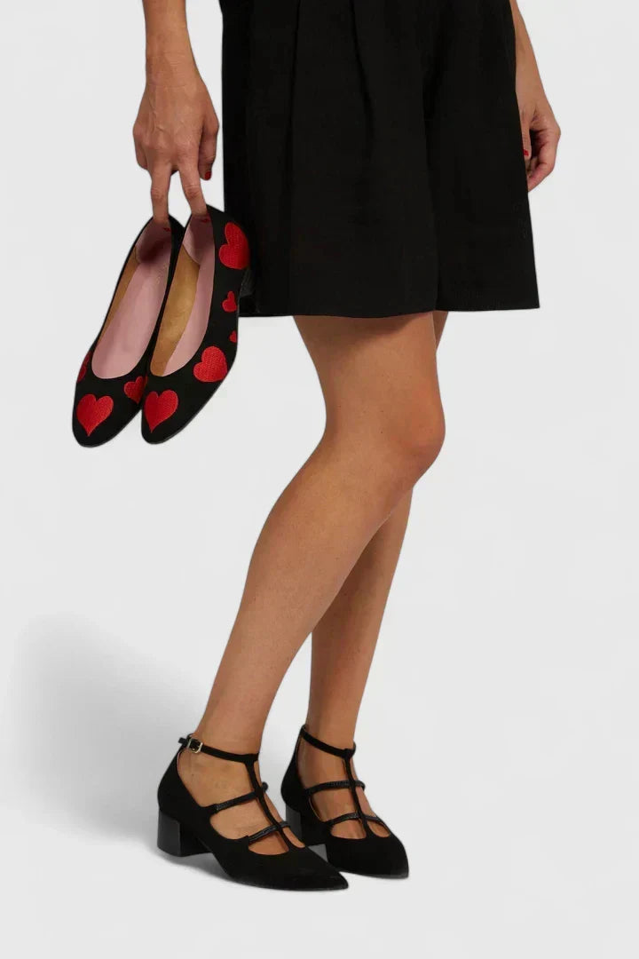 Pointed Toe Caged Strap Low Heel Flats