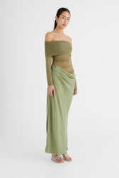 Lillian Off Shoulder Sheer Maxi Mesh Dress 8