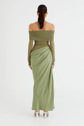 Lillian Off Shoulder Sheer Maxi Mesh Dress 10