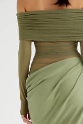Lillian Off Shoulder Sheer Maxi Mesh Dress 11
