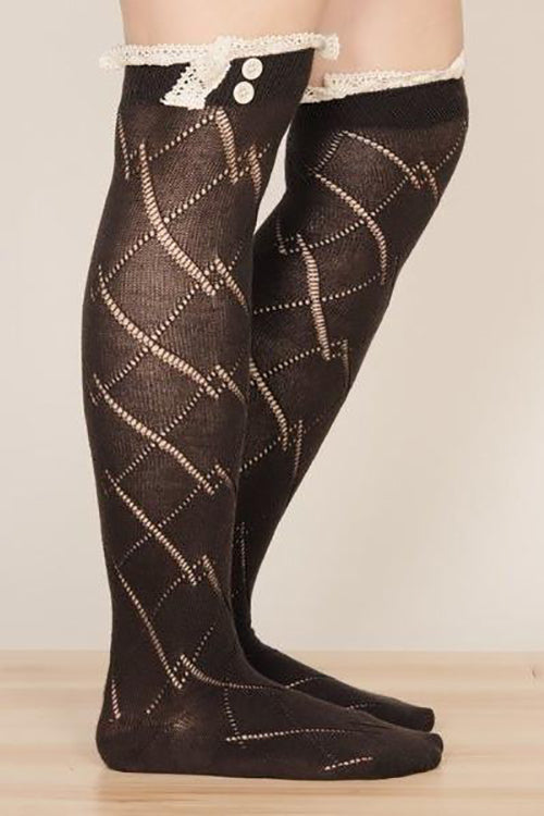 Lace Button Knee Sock