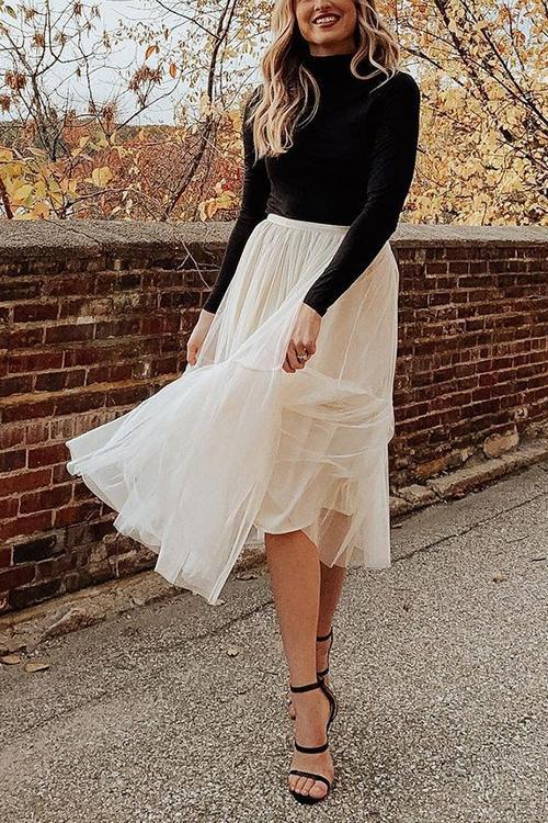 Patchwork Gauze Bubble Skirt