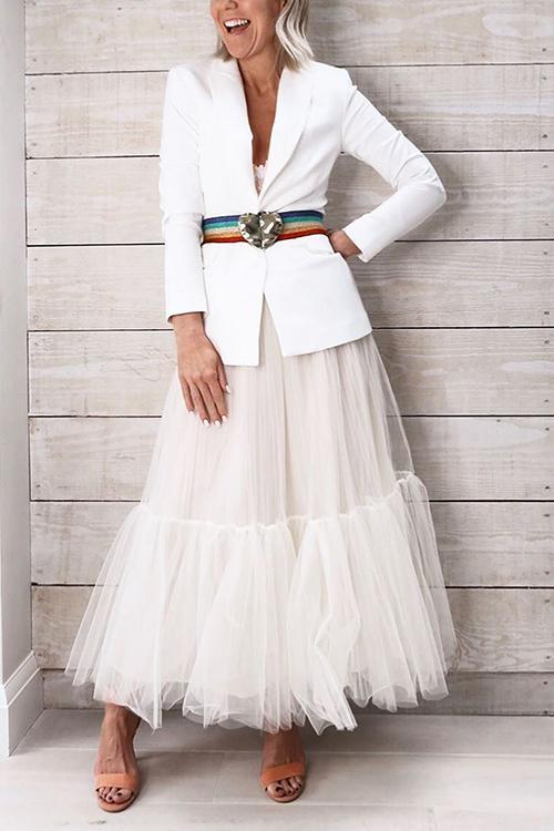 Patchwork Gauze Bubble Skirt