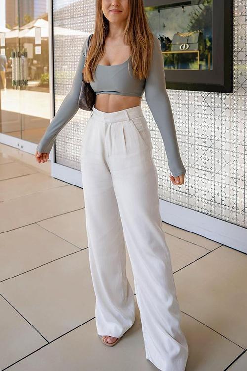 Pockets Wide Leg Pants