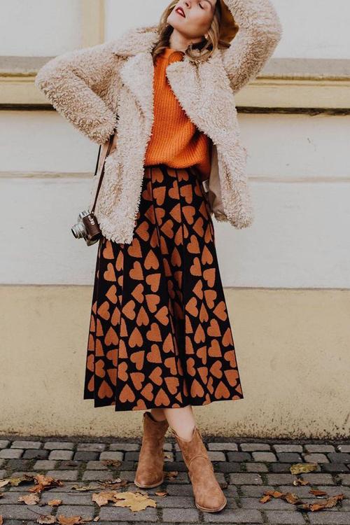 Full Of Love A-Line Knit Midi Skirt
