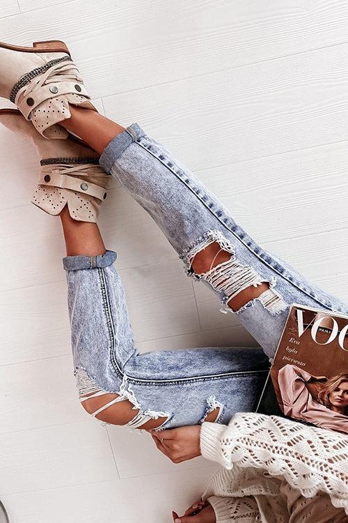 No Plans Distressed Mom Jeans