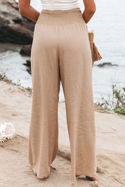 Linen Pocketed Smocked Pants