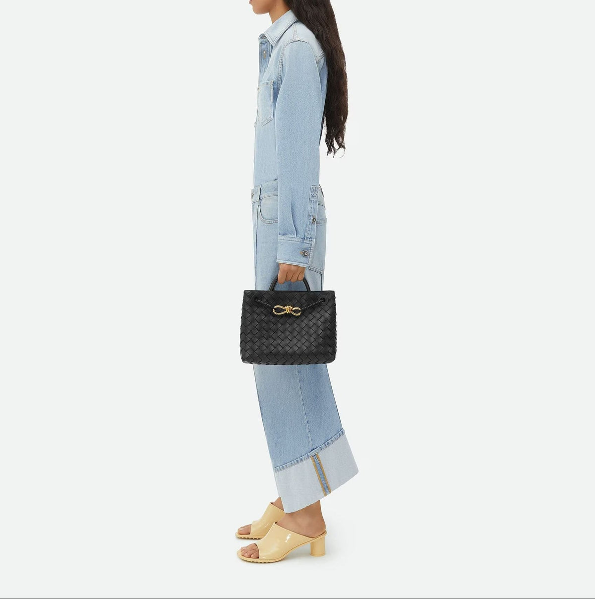 Woven Knot Detail Top Handle Tote Bag