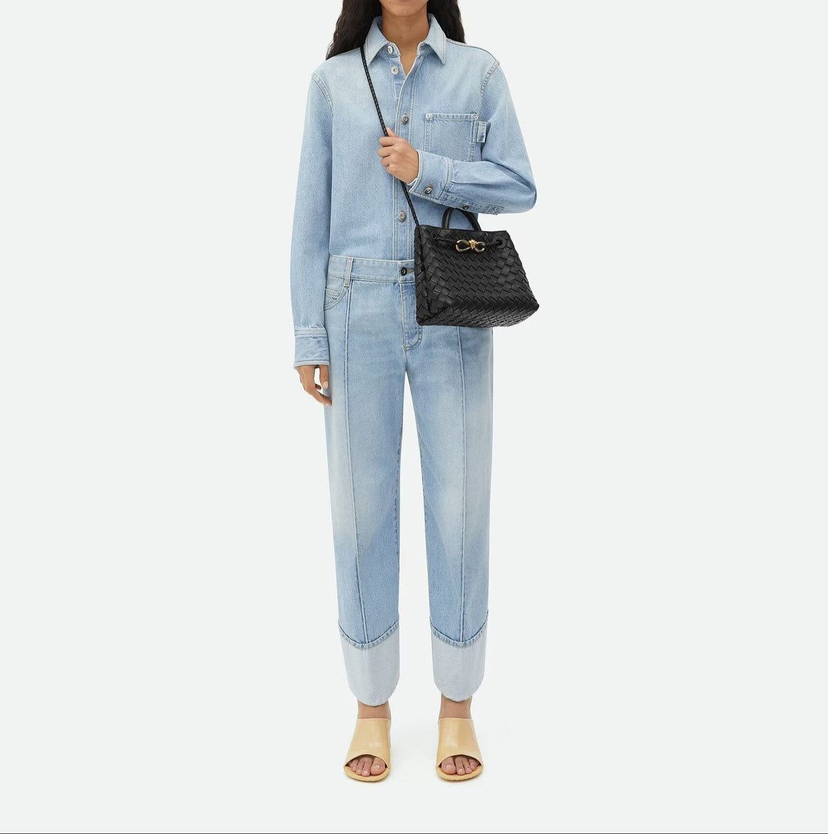 Woven Knot Detail Top Handle Tote Bag