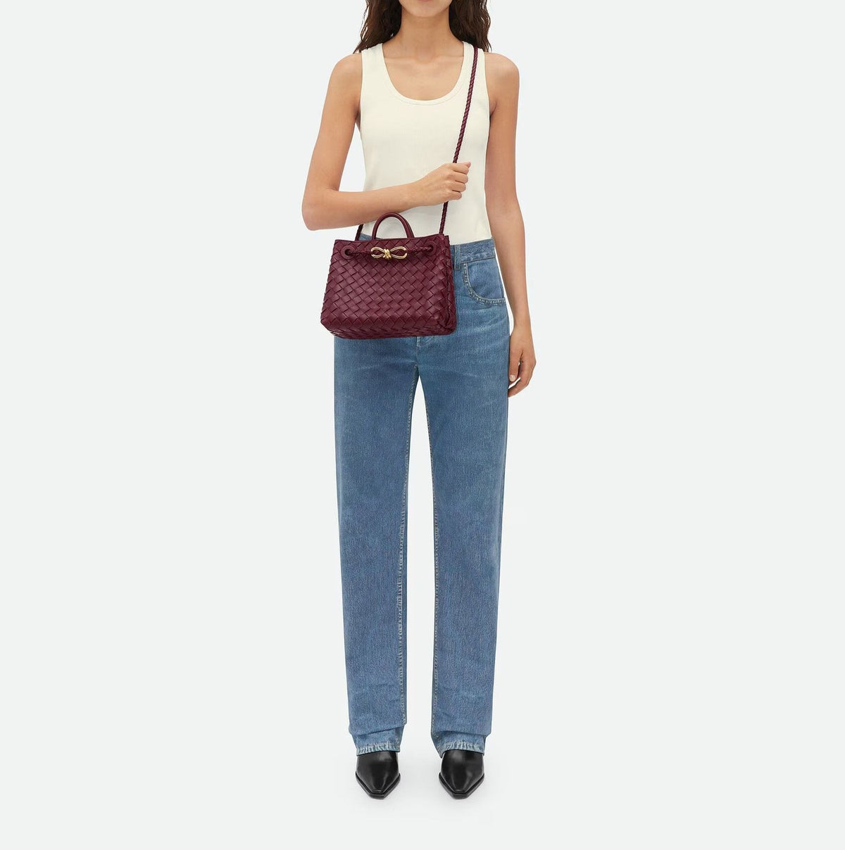 Woven Knot Detail Top Handle Tote Bag