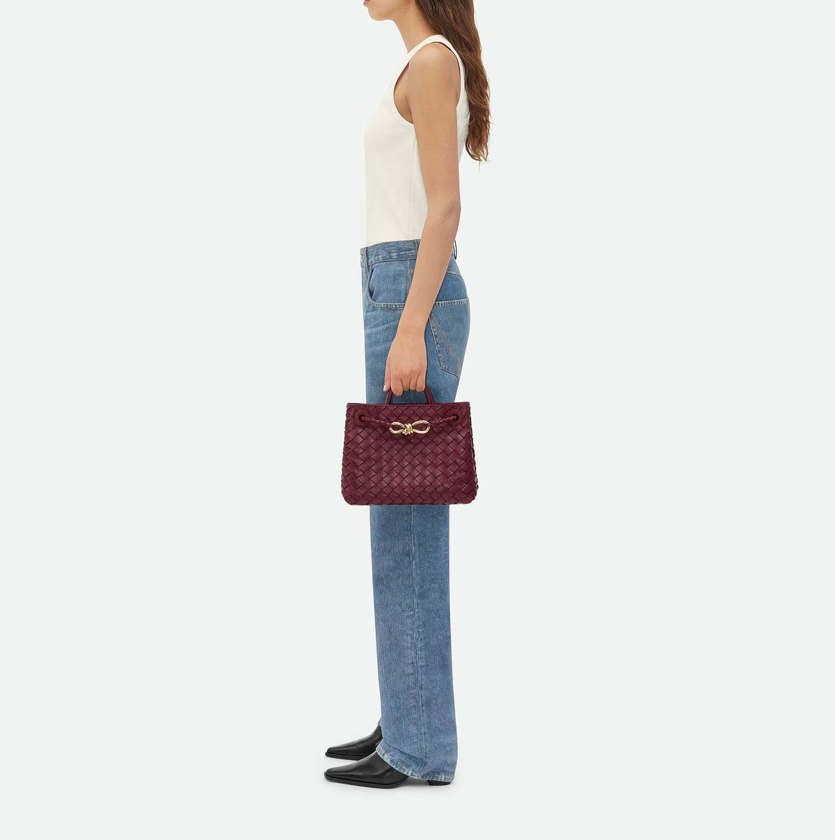 Woven Knot Detail Top Handle Tote Bag