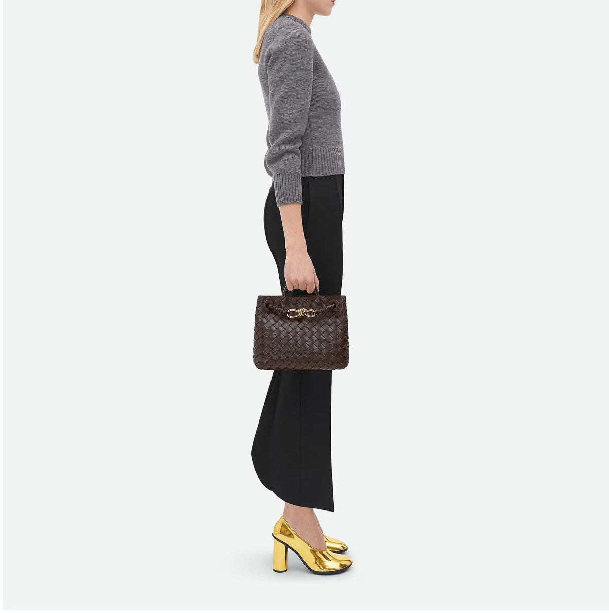 Woven Knot Detail Top Handle Tote Bag