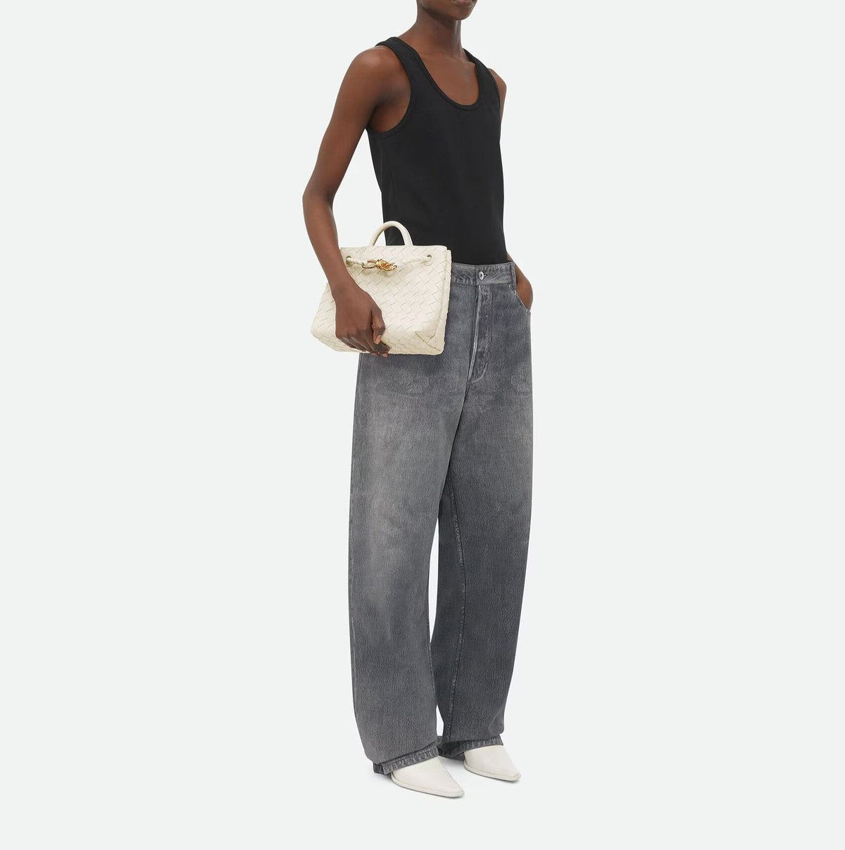 Woven Knot Detail Top Handle Tote Bag