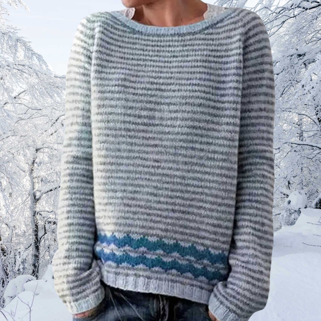 Striped Ribbed Knit Boat Neck Long Sleeve Sweater