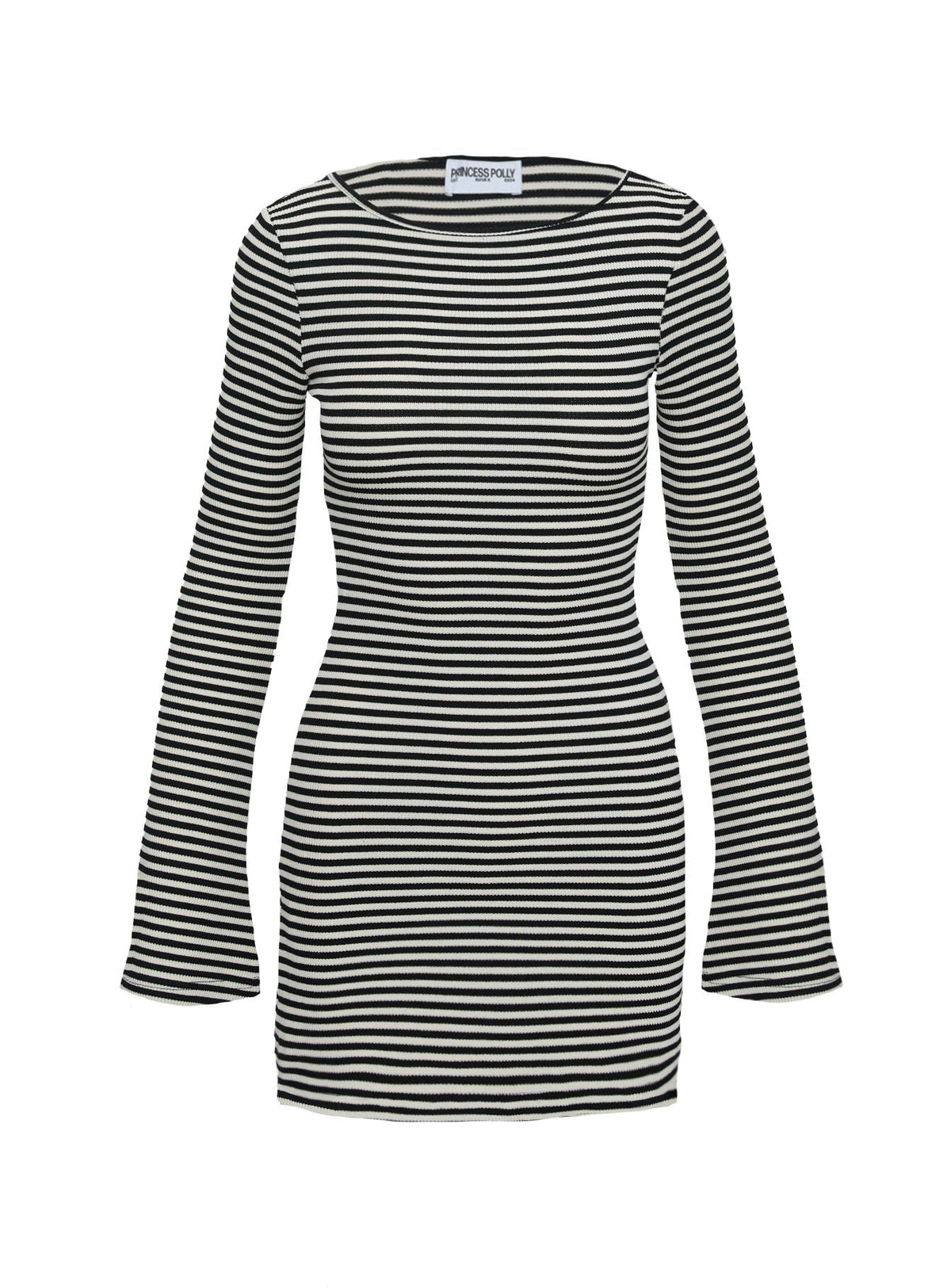 Bryanna Long Sleeve Mini Dress Black / White
