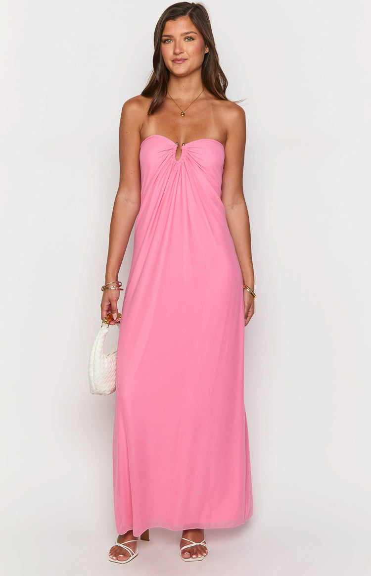 Brynner Pink Strapless Maxi Dress