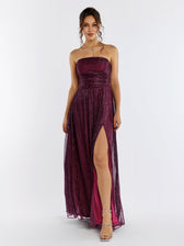 Backless Glitter Tube Maxi Dress - View 5
