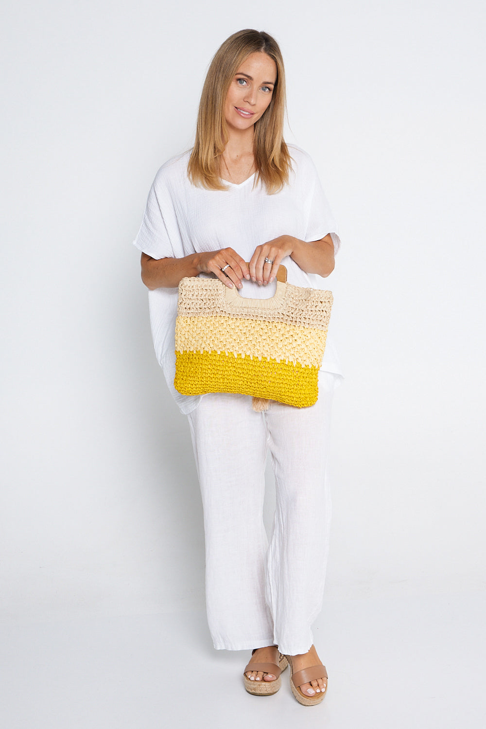 Barcelona Raffia Handbag - Yellow
