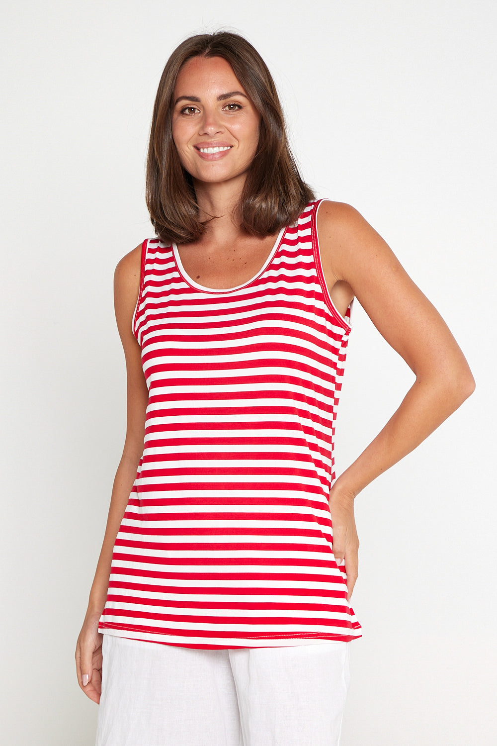 Basic Cotton Tank - Red Stripe