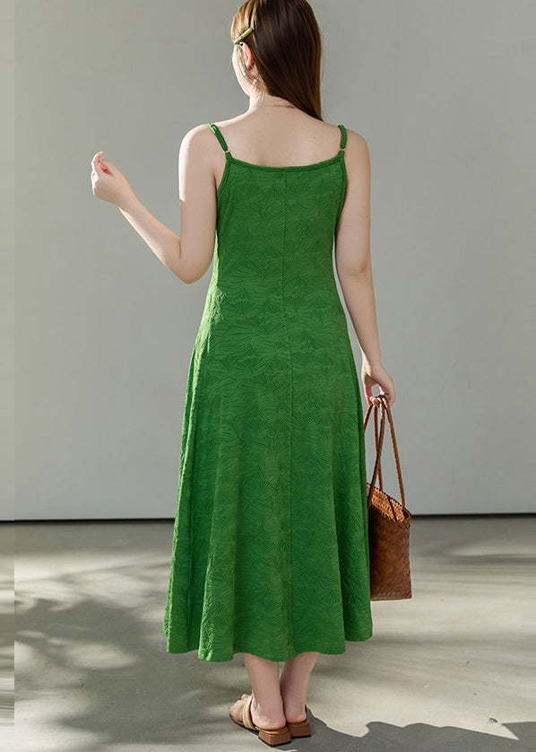 Jacquard Spaghetti Strap Tie Front Bow A-Line Midi Dress