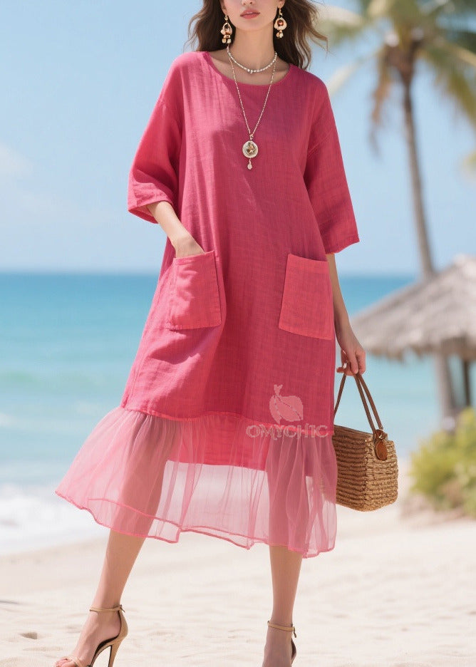 Beautiful Rose Oversized Patchwork Tulle Maxi Dresses Summer 3