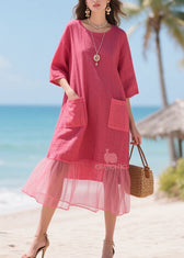 Beautiful Rose Oversized Patchwork Tulle Maxi Dresses Summer 3