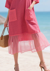 Beautiful Rose Oversized Patchwork Tulle Maxi Dresses Summer 4