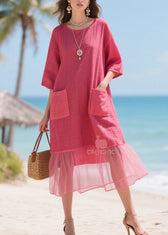 Beautiful Rose Oversized Patchwork Tulle Maxi Dresses Summer 5