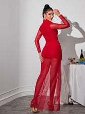 Long Sleeve Cutout Mesh Maxi Dress - View 5