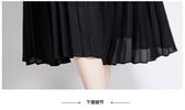 Faux Two Piece Lace Long Sleeve Pleated Midi Dress 29