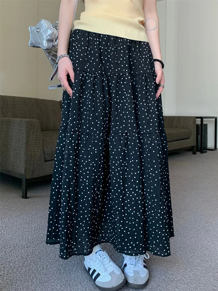 Classic Polka Dot Sweet Girls Cake Aline Maxi Skirt