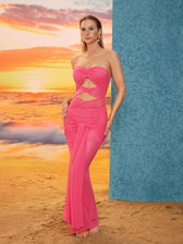 Strapless Cutout Mesh Dress - View 3