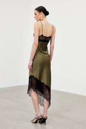Bess Spaghetti Lace Asymmetric Midi Dress - View 4