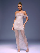 Bexley Off Shoulder Mesh Rhinestone Maxi Dress 2