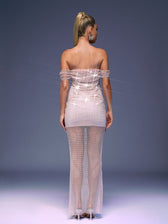 Bexley Off Shoulder Mesh Rhinestone Maxi Dress 5