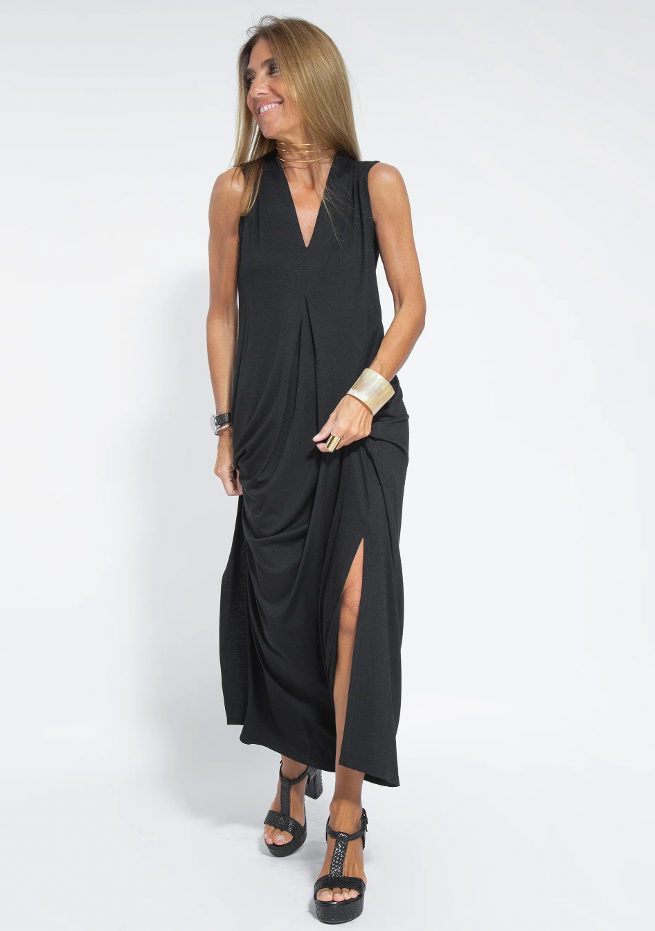 Yazmín Boutique Long Slimming Dress and Vest Set Chic Silhouette Collection