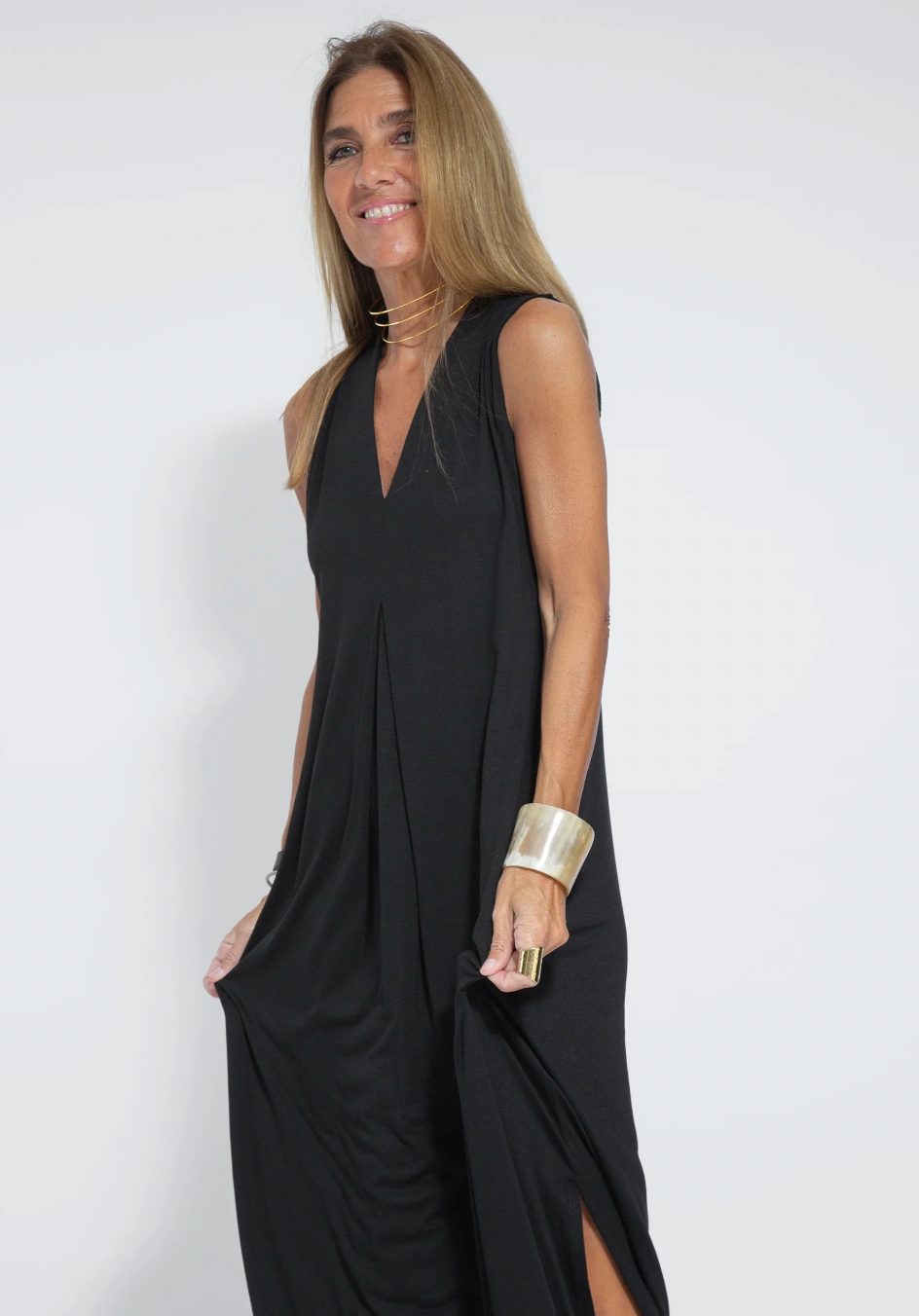 Ana Exclusive Maria Set of Long Slimming Dress and Vest Elevated Occasion Wear