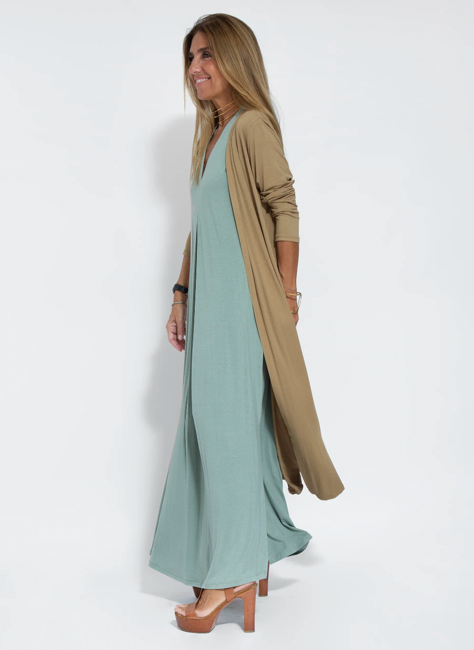 Mabel Aesthetic Long Slimming Dress and Vest Set Boutique Collection