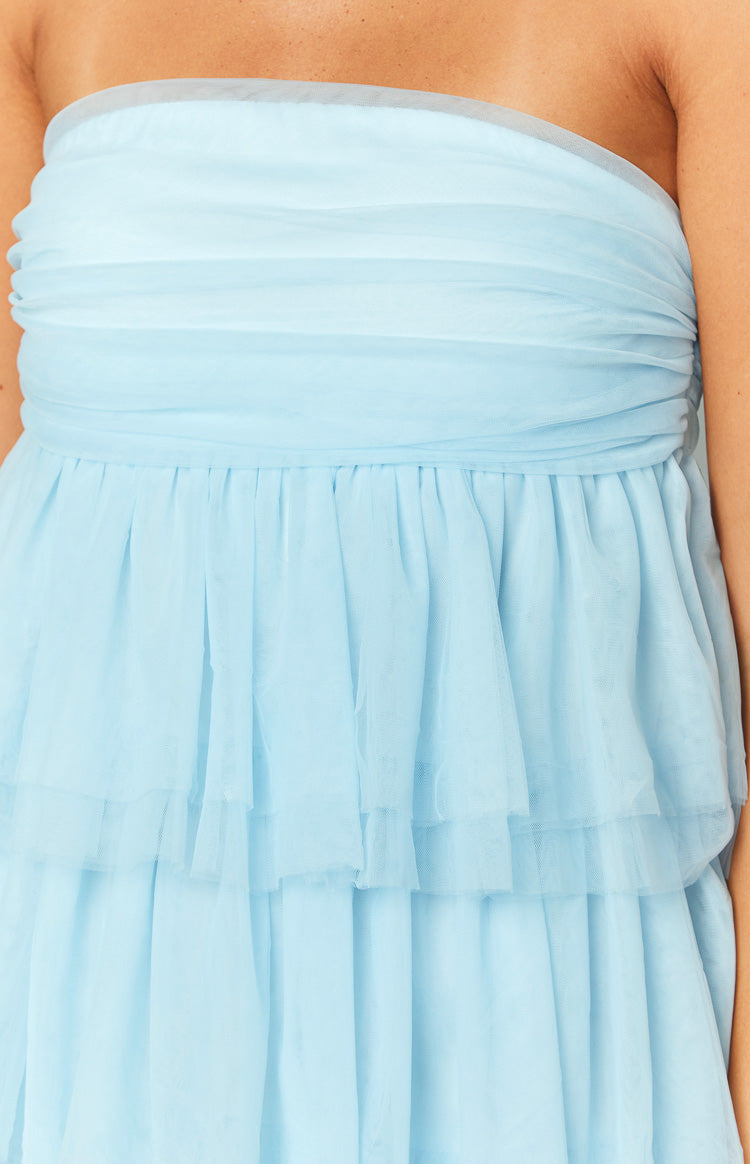 Strapless Tulle Tiered Mini Dress 6