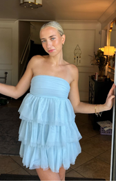 Strapless Tulle Tiered Mini Dress 8
