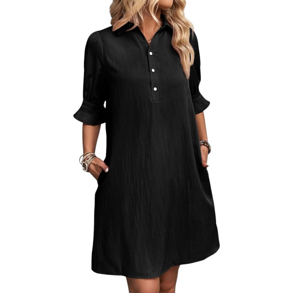 Cameron | Elegant Ruffle Dress Black