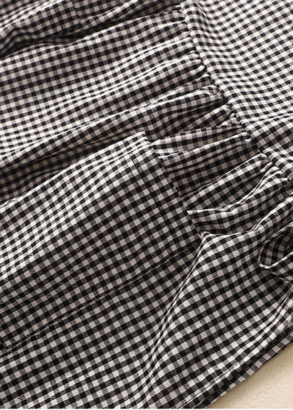 Gingham Check Empire Waist Side Tie Patch Pocket Sleeveless Midi Dress