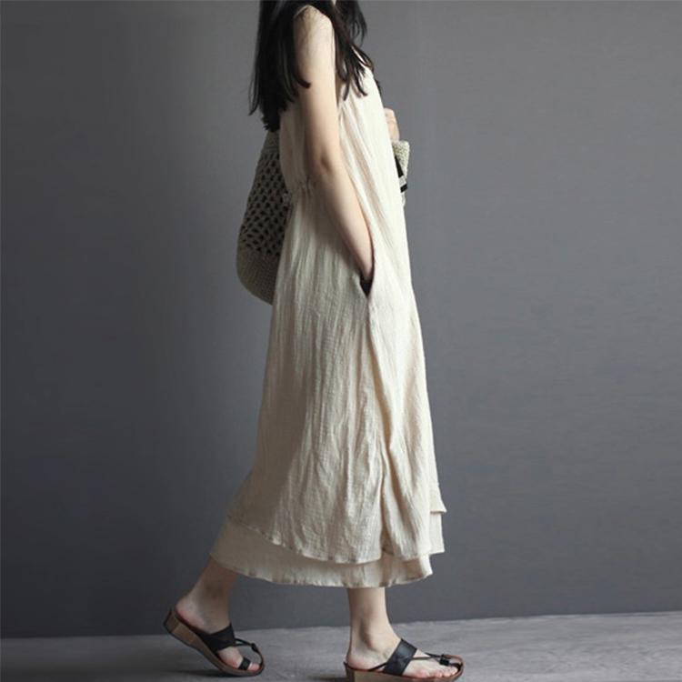Black Linen Maxi Dress Sleeveless Summer Dresses