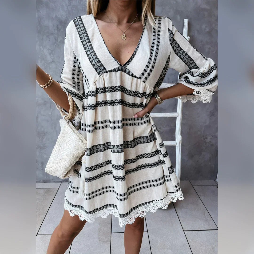 Francisca Chic Summer Dress with Flared Sleeves Elevated Occasion Wear