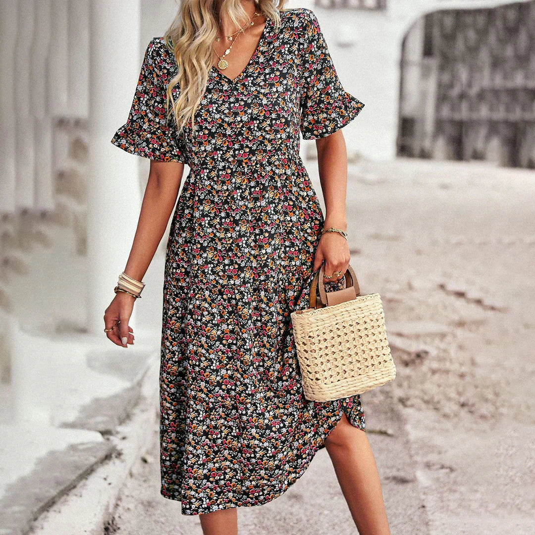 Lena Elevated Women's Casual Floral Summer Dress Evening Wear Edit