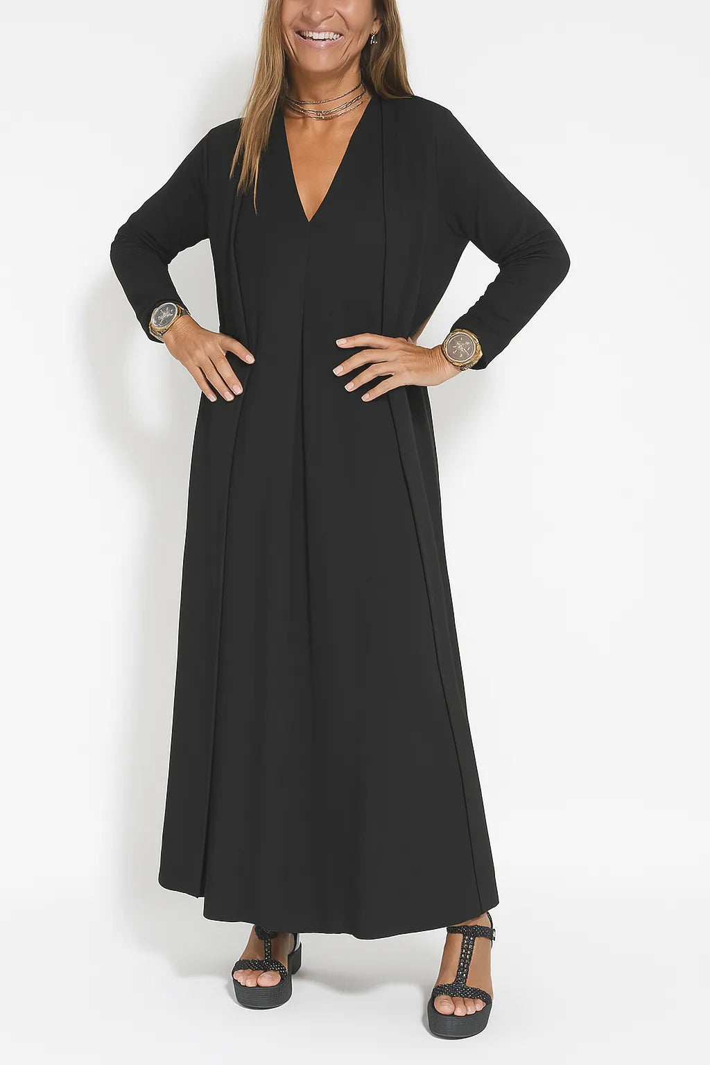 Sleeveless Maxi Dress and Duster Cardigan Two Piece Set 16