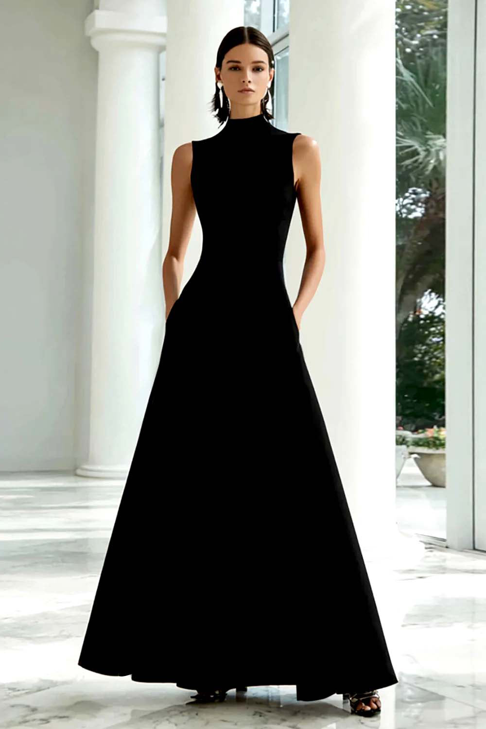 High Neck Sleeveless A-Line Maxi Gown 10
