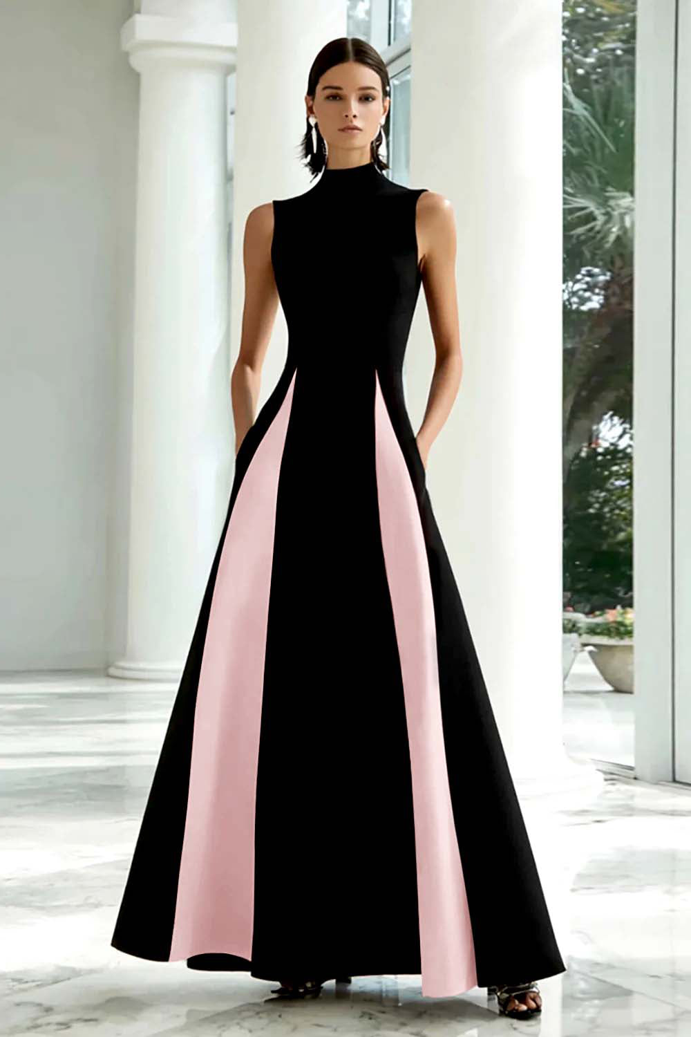 High Neck Sleeveless A-Line Maxi Gown 11