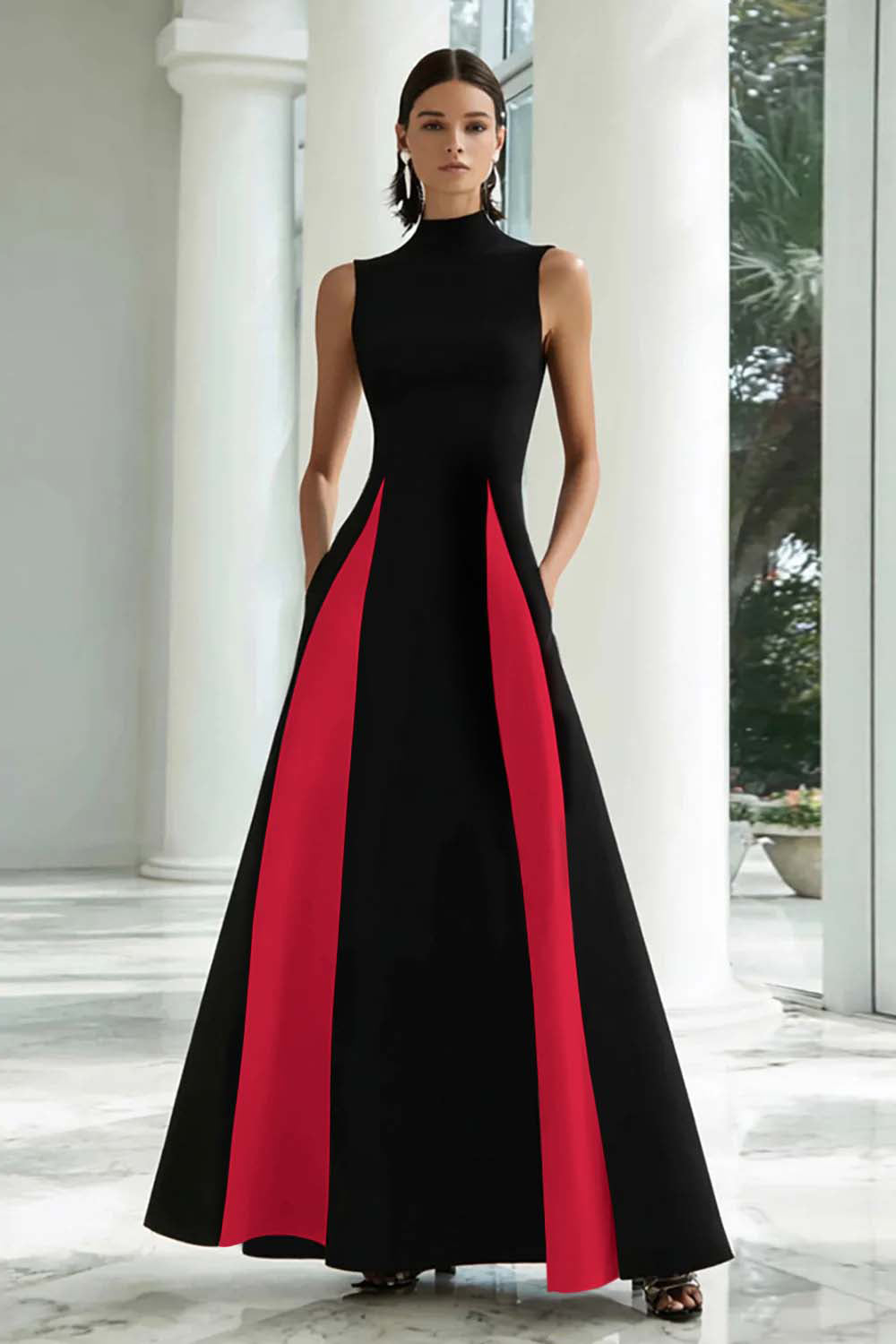 High Neck Sleeveless A-Line Maxi Gown 13